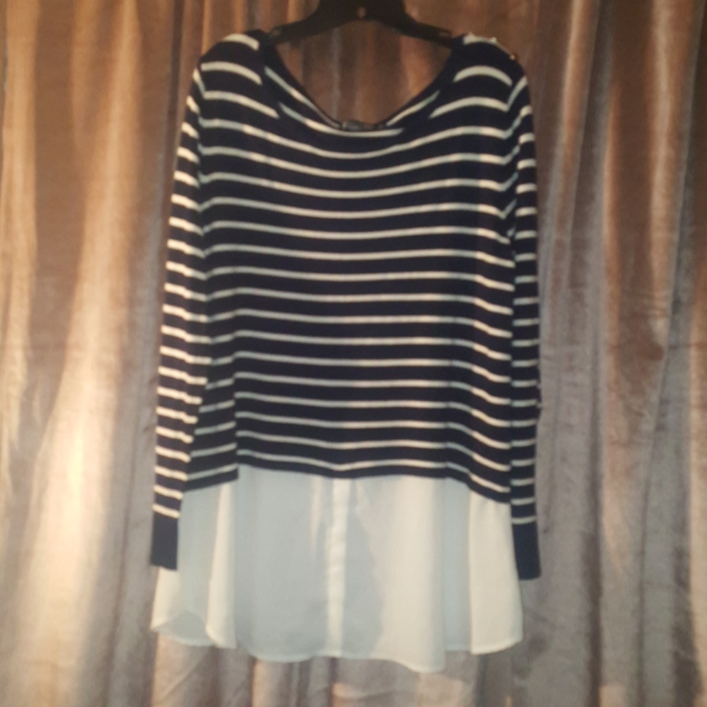 NYCO Striped Twofer Sweater